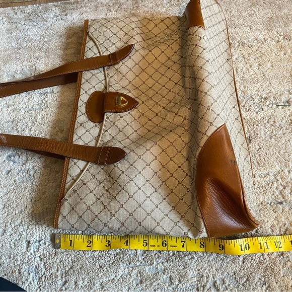 Bally Vintage RARE Monogrammed B Medium Tote Bag Purse Handbag Brown Tan Leather - Picture 13 of 16